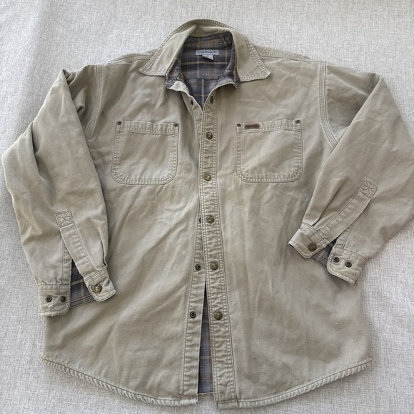 Carhartt Other - Carhartt Flannel Lined Shirt Jacket Shacket Mens Medium Workwear Grunge Thrashed